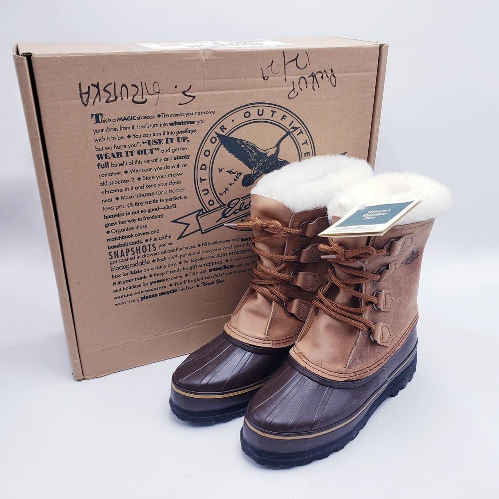 Vintage 90s Eddie Bauer x Sorel‎ Ridgeline Pac Boots Brown Made in Canada Size 8